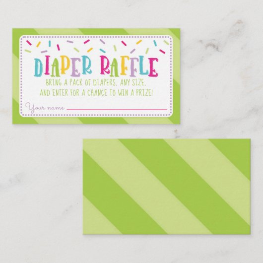 散水赤ちゃんシャワーおむつラッフルグリーン エンクロージャーカード (正面/裏面)