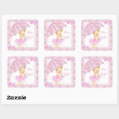 散水赤ちゃんシャワーガールフローラピンクブロンド スクエアシール (シート)