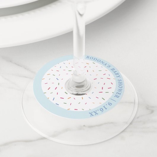 散水赤ちゃんシャワーブルー ワイングラスタグ (クローズアップ)