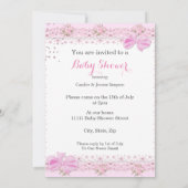 散水赤ちゃんシャワー女の子フローラピンク傘 招待状 (裏面)
