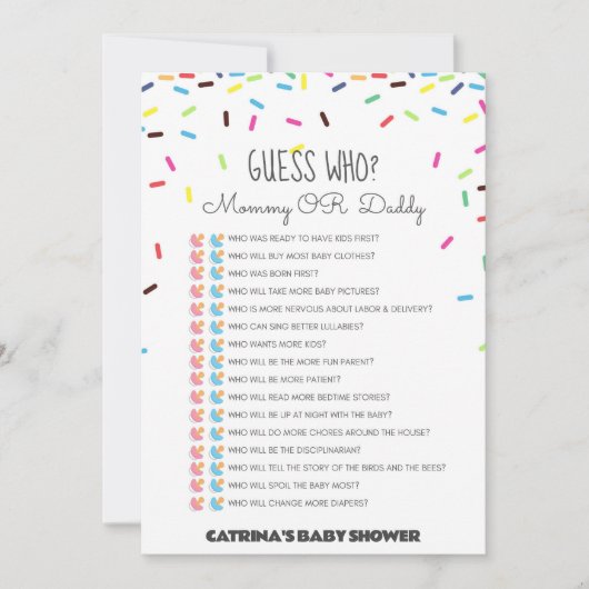 散水赤ちゃんシャワー – 編集可能な名前、5 x 7 招待状 (正面)