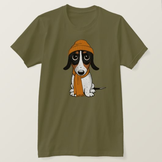 敬けんなダクシュントかわいいヒップスター犬Tシャツ Tシャツ (デザイン正面)