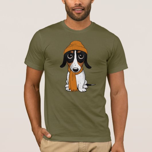 敬けんなダクシュントかわいいヒップスター犬Tシャツ Tシャツ (正面)