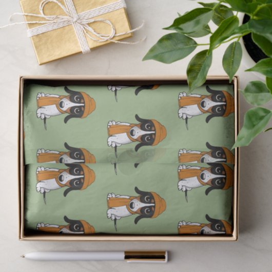 敬けんなダクシュント、帽子をかぶったかわいいパターン（の模様が）ある犬 薄葉紙 (ギフト)