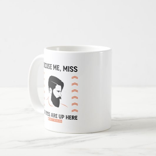 敬意ひげの言い訳恋しく思私の目はここにいる コーヒーマグカップ (正面左)