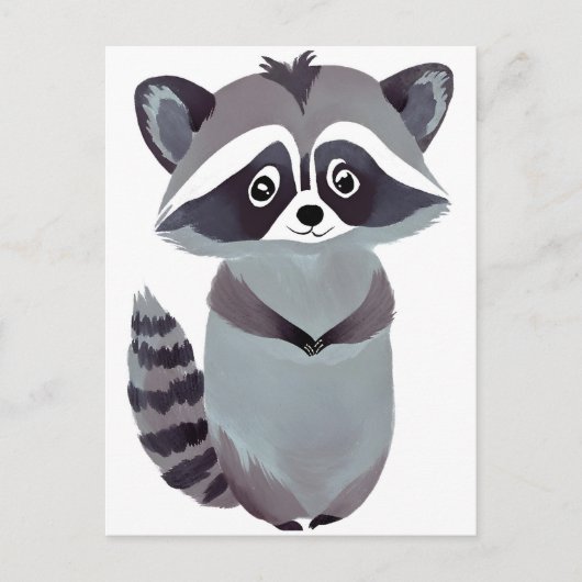 敬意を表すアライグマ | かわいい動物の水彩画 ポストカード (正面)