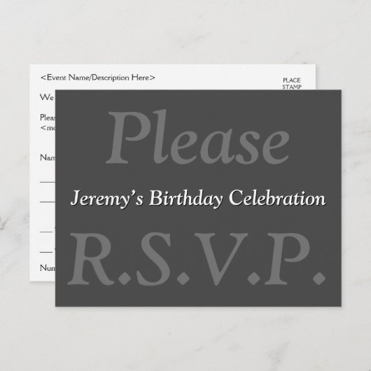 敬意エレガントを表し、「R.S.V.P.」をお願い ポストカード (正面/裏面)
