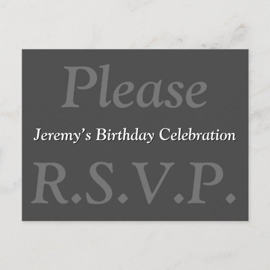 敬意エレガントを表し、「R.S.V.P.」をお願い ポストカード (正面)