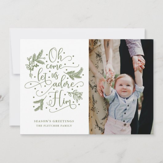 敬愛する |フォトクリスマスフラットカード |セージ シーズンカード (正面)