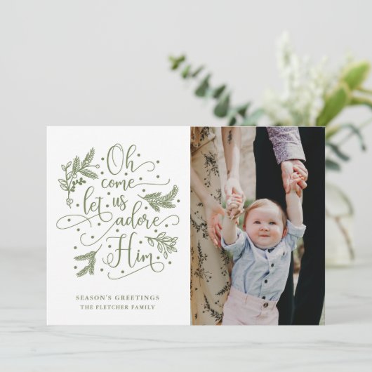 敬愛する |フォトクリスマスフラットカード |セージ シーズンカード (スタンド正面)