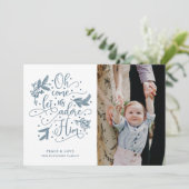 敬愛する |フォトクリスマスフラットカード |青 シーズンカード (スタンド正面)