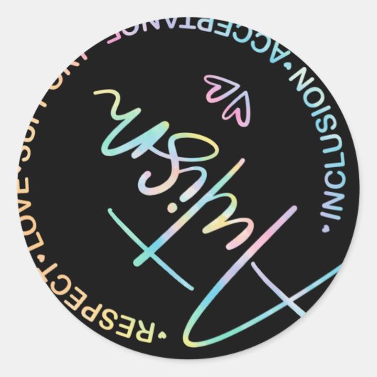 敬愛による自閉症啓発月間の女性 ラウンドシール (正面)