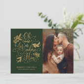 敬愛エレガントする |フォトクリスマス |金ゴールド緑 シーズンカード (スタンド正面)