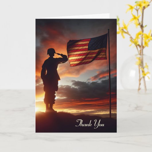敬礼するアメリカ兵 カード (黄色い花)