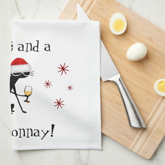 敬礼とシャルドネおもしろいワイン引用文猫 キッチンタオル (四つ折り)