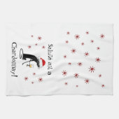 敬礼とシャルドネおもしろいワイン引用文猫 キッチンタオル (横)