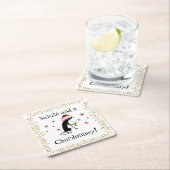 敬礼とシャルドネおもしろいワイン引用文猫 スクエアペーパーコースター (インサイチュ)