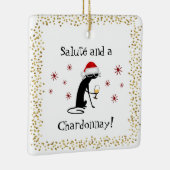 敬礼とシャルドネおもしろいワイン引用文猫 セラミックオーナメント (右)