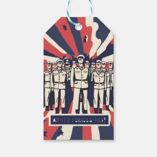 「敬礼の礼：ハッピーアームドフォースの日」Tシャツ ギフトタグ (正面)