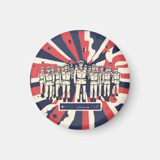 「敬礼の礼:ハッピーアームドフォースの日」Tシャツ マグネット (正面)