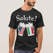敬礼イタリアン応援トーストビールアメリカン国旗 Tシャツ (正面)