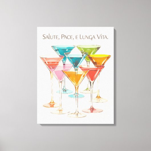 敬礼,ペース, e Lunga Vitaヴィンテージマルチニグラス キャンバスプリント (正面)