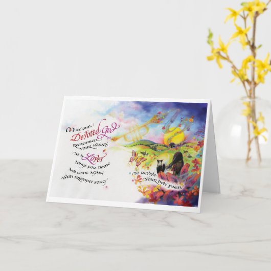 敬神/愛人、5×7の折り畳みグリーティングカード カード (黄色い花)