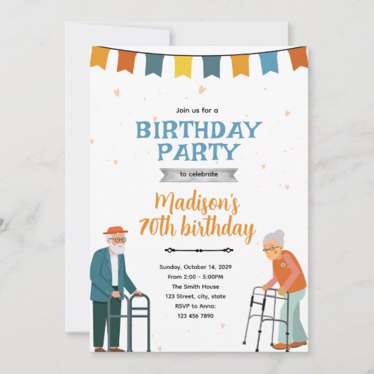 敬老の誕生日のパーティー招待状 招待状 (正面)