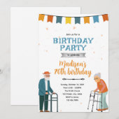 敬老の誕生日のパーティー招待状 招待状 (正面/裏面)