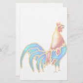 数々のでカラフルな鳴くオンドリのcockerel 便箋 (正面/裏面)