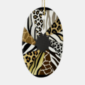数々のなアニマルプリントのシマウマのトラは文字のイニシャルを加えます セラミックオーナメント (右)