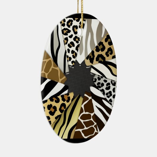 数々のなアニマルプリントのシマウマのトラは文字のイニシャルを加えます セラミックオーナメント (右)