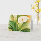 数々のなカーラ2本のユリの水彩画の芸術- カード (黄色い花)