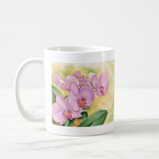 数々のなコチョウランの蘭の花- コーヒーマグカップ (左)