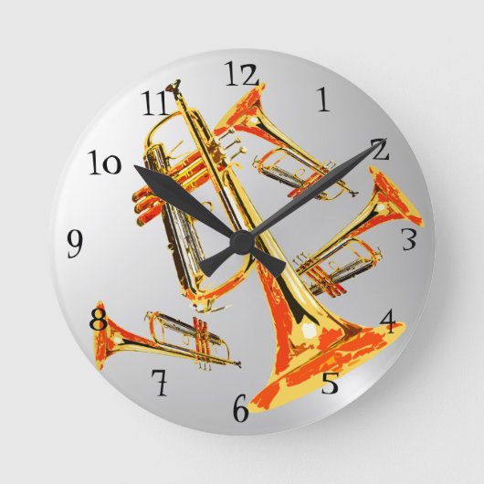 数々のなトランペット ラウンド壁時計 (正面)