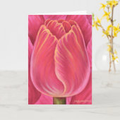 数々のなピンクにチューリップの花の自然の絵を描くこと- カード (黄色い花)