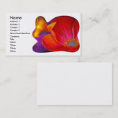 数々のなピンクのケシの花の蝶- 名刺 (正面/裏面)