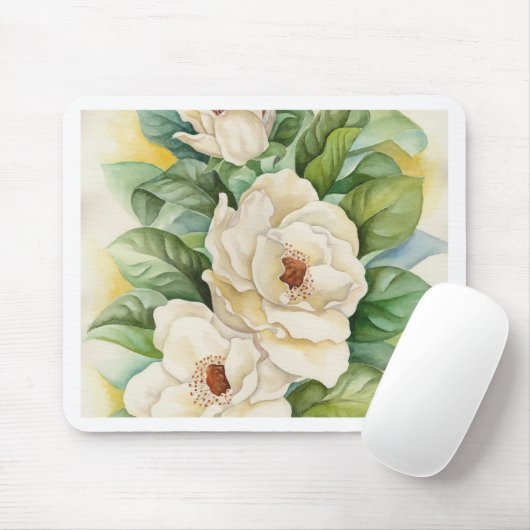 数々のなマグノリアの花の水彩画の芸術- マウスパッド (マウス)