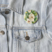 数々のなマグノリアの花の水彩画の芸術- 缶バッジ (インサイチュ)