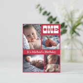 数々のな年次赤1つの誕生日フレーム 招待状 (スタンド正面)