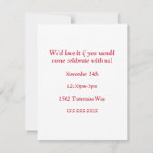 数々のな年次赤1つの誕生日フレーム 招待状 (裏面)