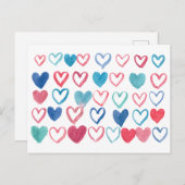 数々のな水彩画のハートの郵便はがき シーズンポストカード (正面/裏面)