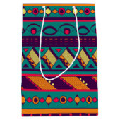 数々のな色のアフリカのデザイン ミディアムペーパーバッグ (正面)