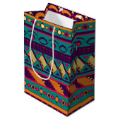 数々のな色のアフリカのデザイン ミディアムペーパーバッグ (正面アングル)