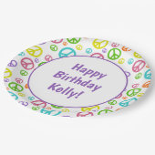 数々のな色のピースサイン ペーパープレート (アングル)