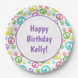 数々のな色のピースサイン ペーパープレート