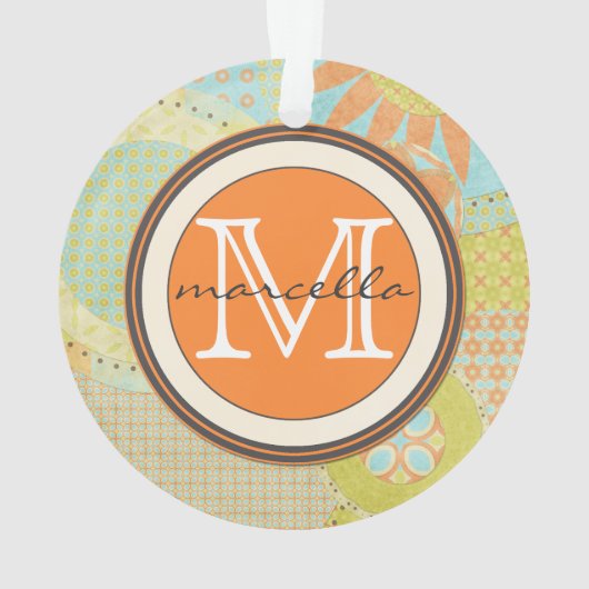 数々のな色の幾何学的な形の明るいモノグラム オーナメント (裏面)