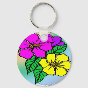 数々のな色の花柄 キーホルダー