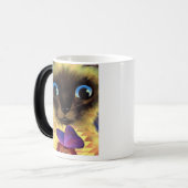 数々のな蝶とのシャム猫の絵画- モーフィングマグカップ (正面左)