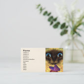 数々のな蝶とのシャム猫の絵画- 名刺 (スタンド正面)